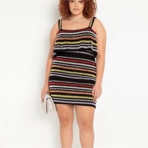 Eloquii‎ crochet knit sweater dress colorful patterned plus size 18/20